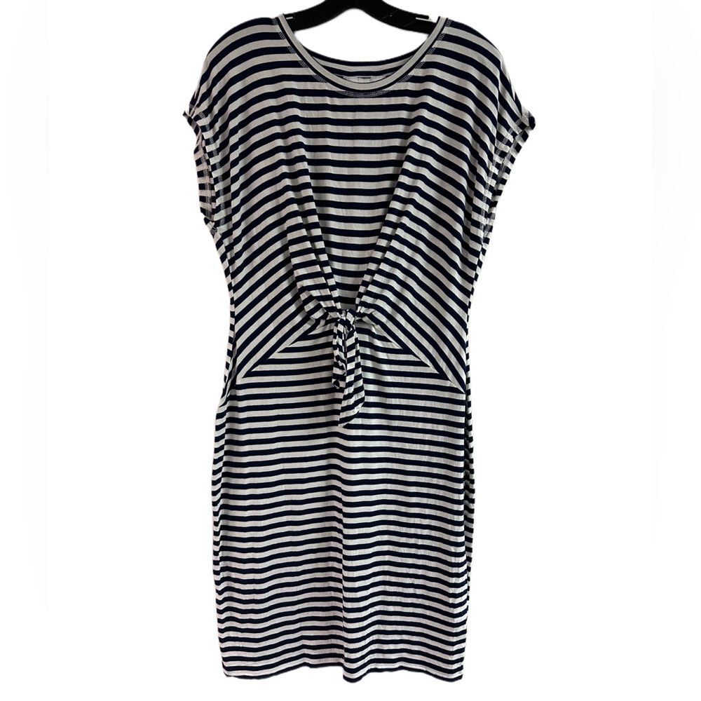 Liz Claiborne Blue & White Stripe Tie Front Comfy Dress Size L